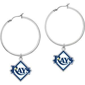 Tampa Bay Rays Logo Hoop Earrings Silver Tone Jewelry MLB Fans Gift